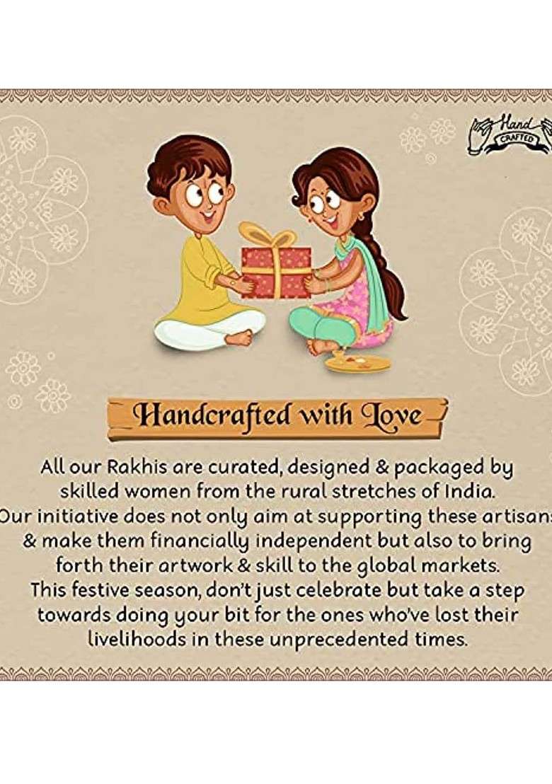 Set Of 2 Blue Pearl Beaded Evil Eye Rakhi With Roli Chawal - Indya