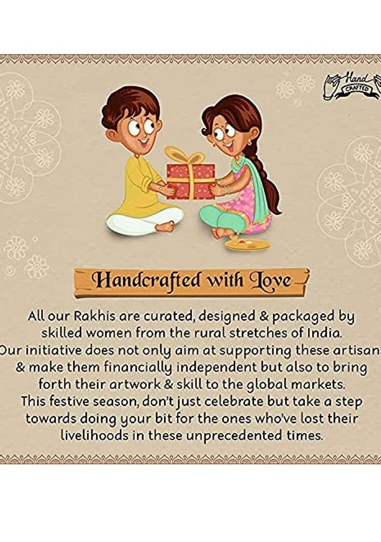 Set Of 3 Pearl And Beads Studded Rakhi - Indya