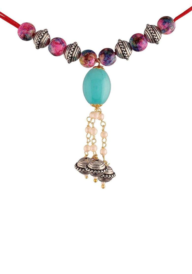 Multi Coloured Hanging Lumba Rakhi - Indya