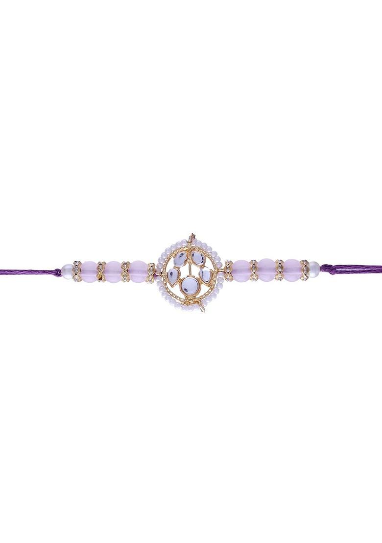 Pack Of 2 Pink Designer Hanging Floral Lumba And Rakhi - Indya