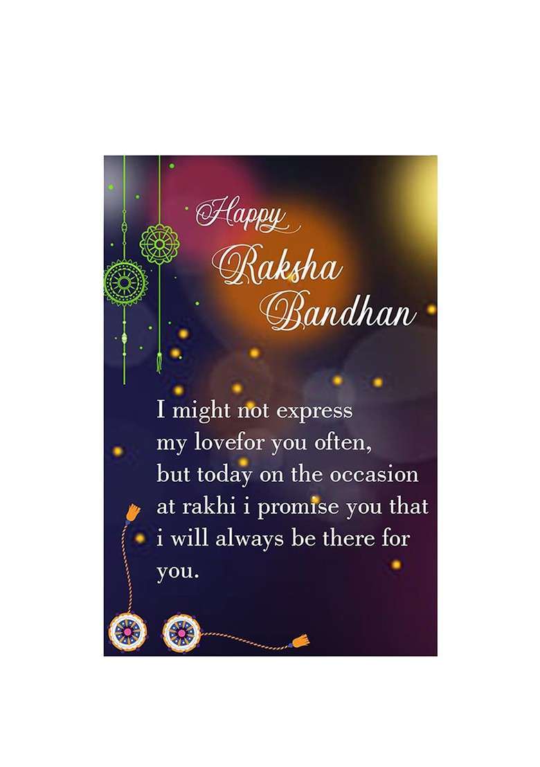 Red And Gold Toned 1 Rakhi With Roli Chawal Greeting Card - Indya