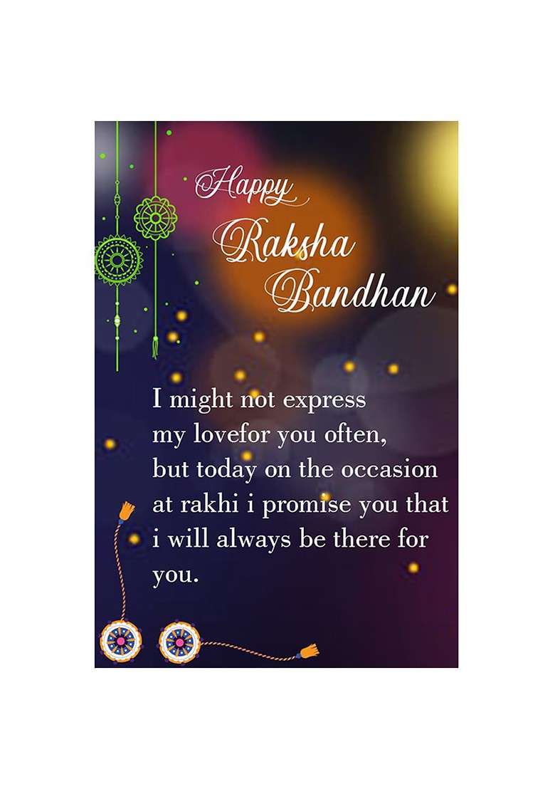 Red And Gold Coloured 1 Rakhi With Roli Chawal Greeting Card - Indya