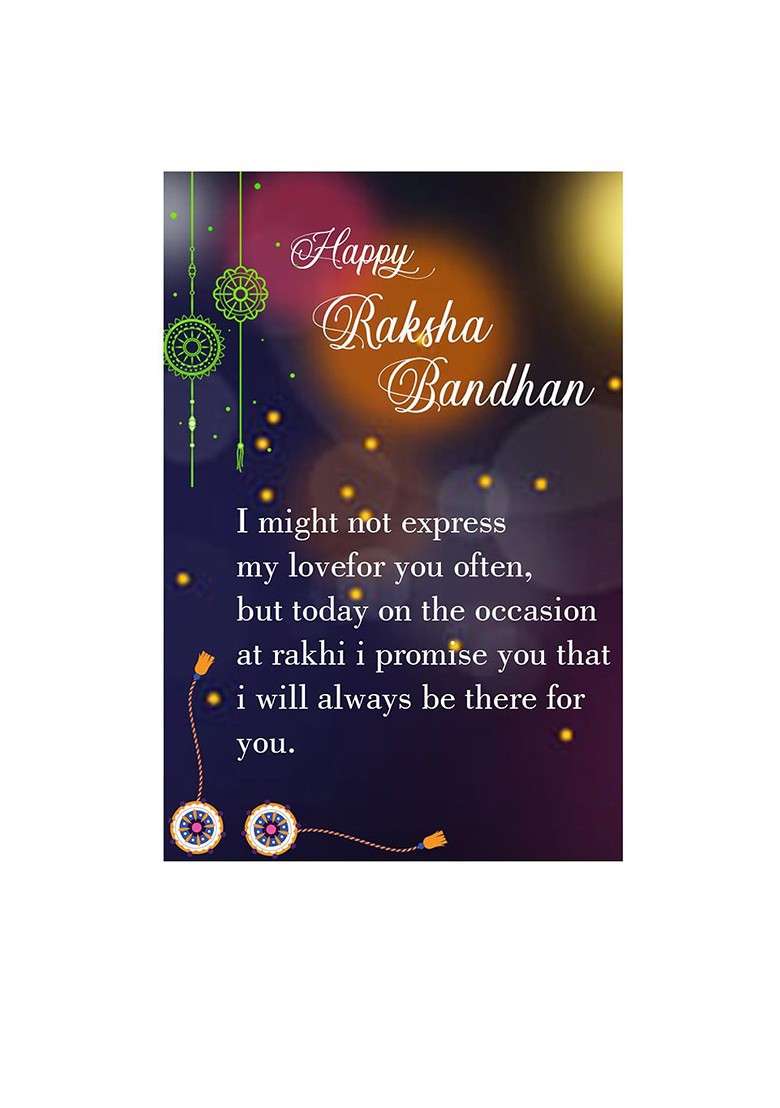 Red And Gold Toned Rakhi With Roli Chawal And Greeting Card Set - Indya