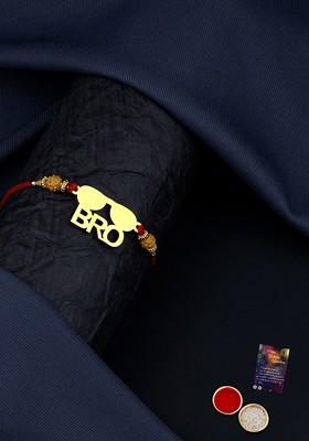 Unisex Red And Gold Toned Stone Studded Rakhi