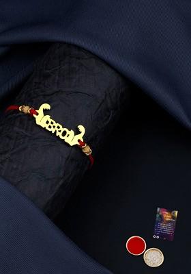 Red And Gold Toned Stone Studded Rakhi