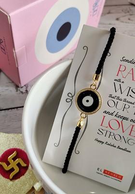 Gold Toned And Black Evil Eye Rakhi