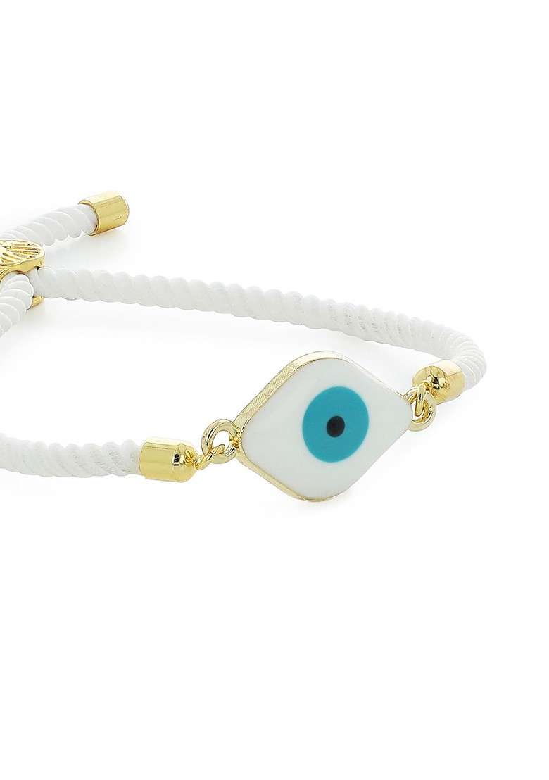 El Reglao Men White And Gold Toned Evil Eye Studded Rakhi - Indya