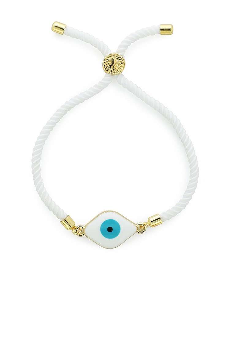 El Reglao Men White And Gold Toned Evil Eye Studded Rakhi - Indya