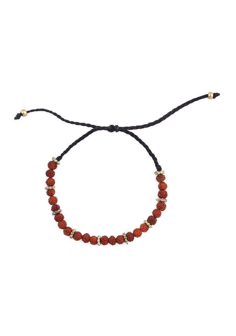Brown Rudraksh Beaded Thread Rakhi - Indya