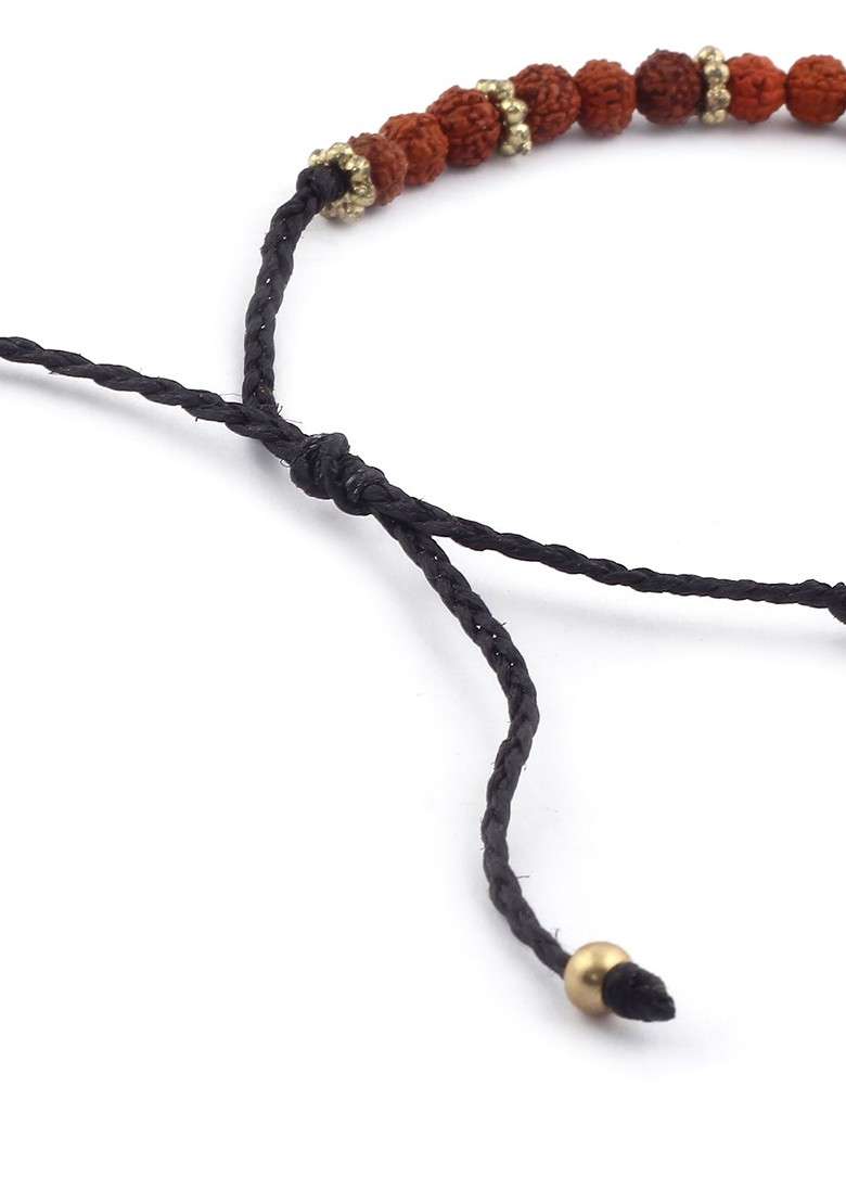 Brown Rudraksh Beaded Thread Rakhi - Indya