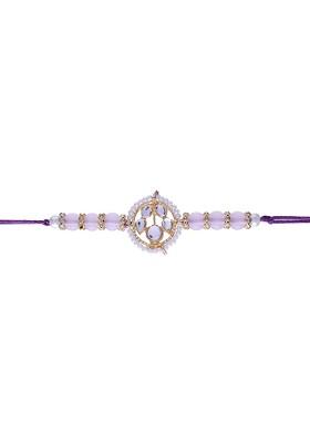 Pink And Gold Toned Stone Studded Bracelet Rakhi