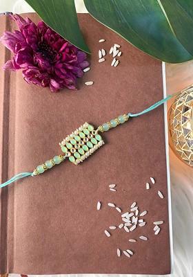 Green Pearl Beaded Rakhi Bracelet