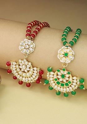 Women Set Of 2 Stone Studded And Beaded Lumba Rakhi