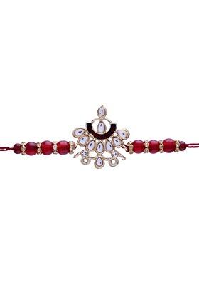 Men Maroon Pearl Beaded Rakhi