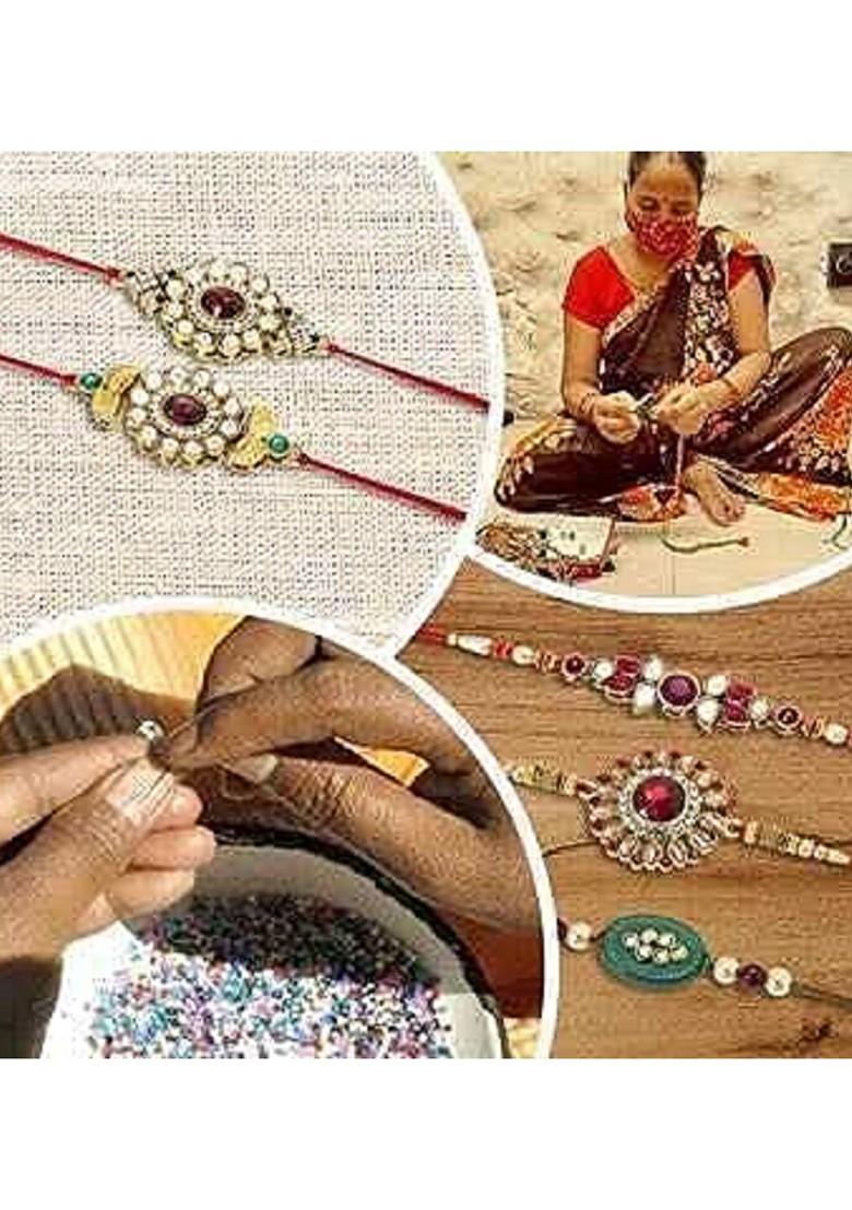 Men Pink Designer Pearl Rakhi