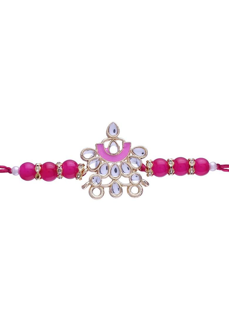 Men Pink Designer Pearl Rakhi