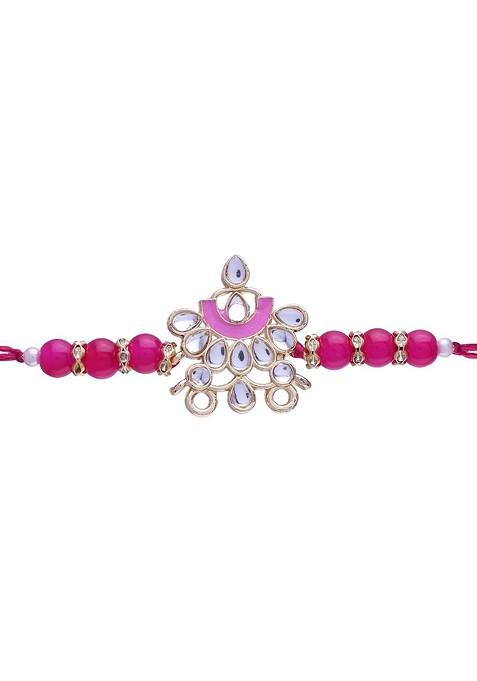 Men Pink Designer Pearl Rakhi