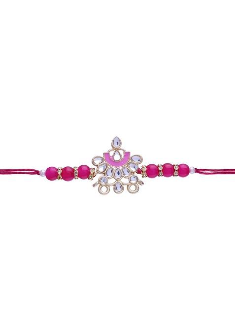 Men Pink Designer Pearl Rakhi