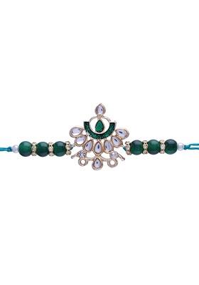 Men Green Designer Pearl Rakhi