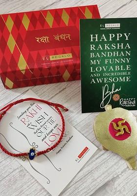 Men Red And Blue Evil Eye Thread Rakhi