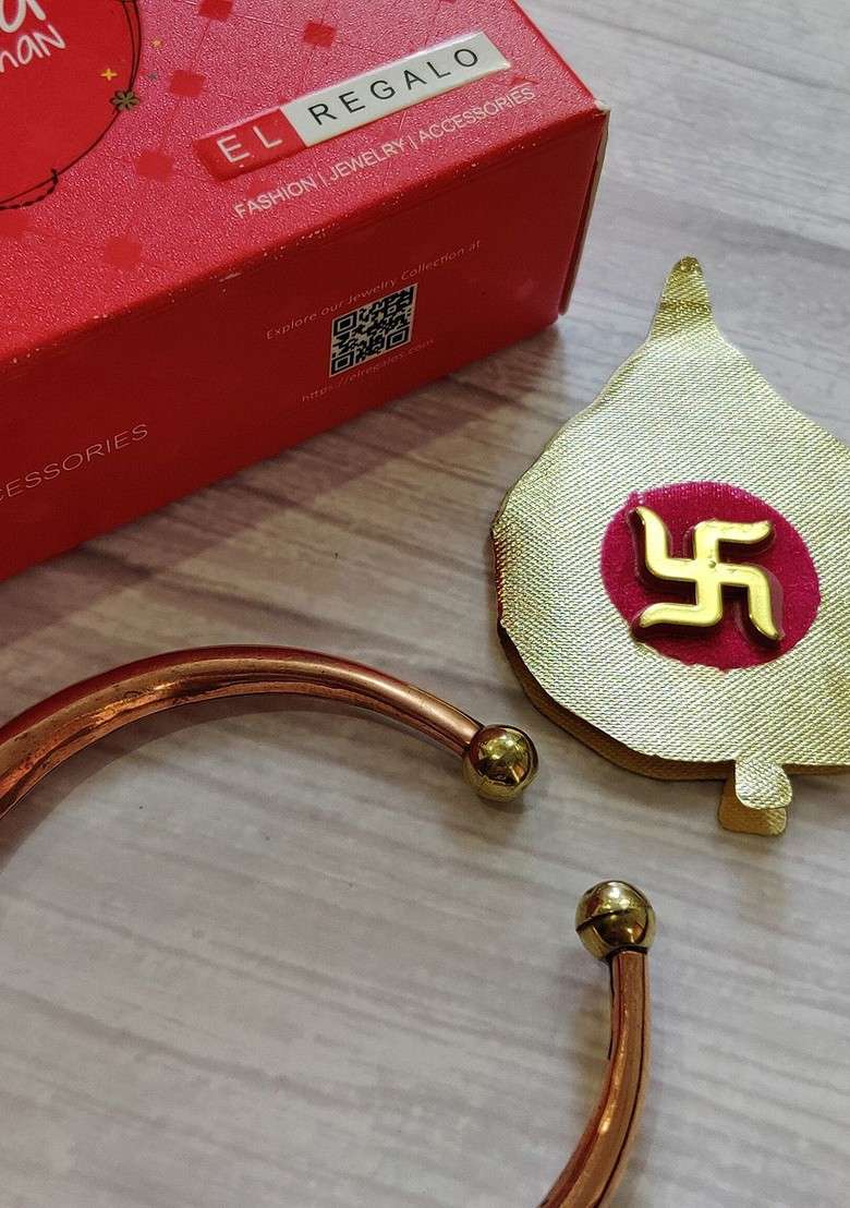 Men Gold Toned Kada Rakhi - Indya