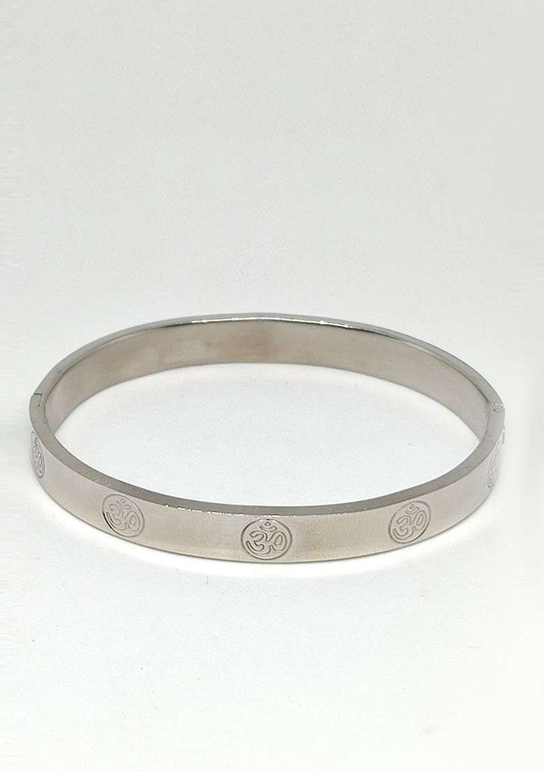 Men Silver Toned Om Kada Rakhi - Indya