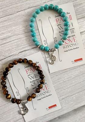 Bhaiya Bhabhi Set Of 2 Beaded Om Bracelet Rakhi