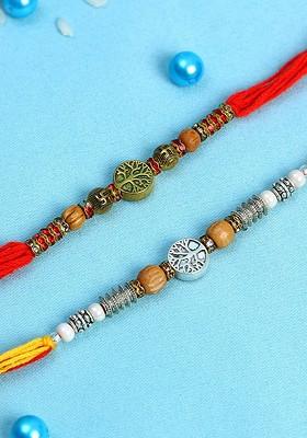 Set Of 2 Multicolored Woodland Thread Rakhi