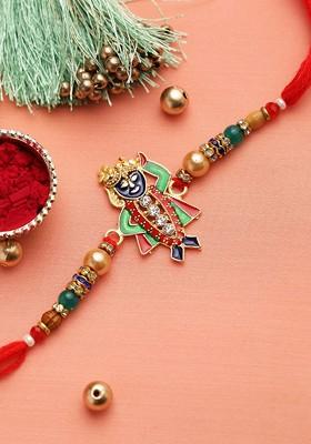 Multicolored Studded Bihariji Thread Rakhi