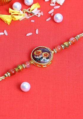 Unisex Adults Multi Coloured Kundan Studded Meenakari Rakhi