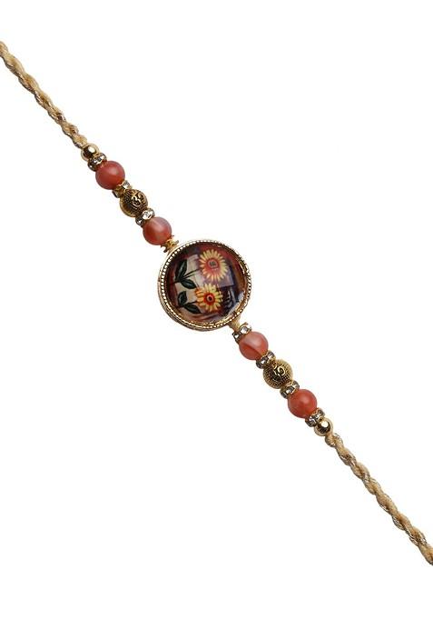 Unisex Adults Multi Coloured Kundan Studded Meenakari Rakhi