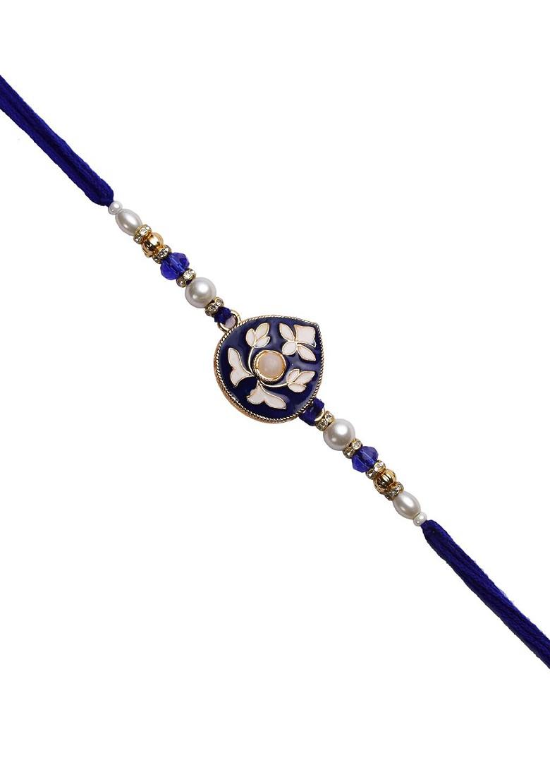 Blue And White Traditional Meena Work Rakhi