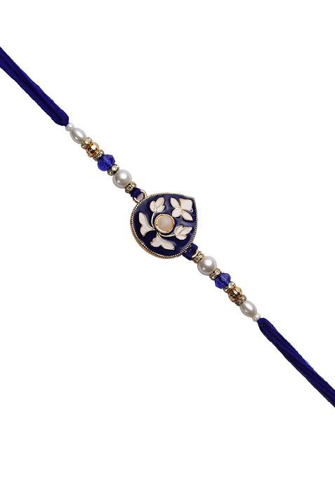 Blue And White Traditional Meena Work Rakhi