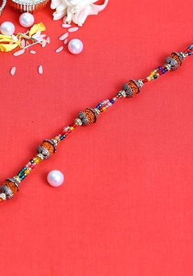 Multicoloured Rudraksh Beads Rakhi