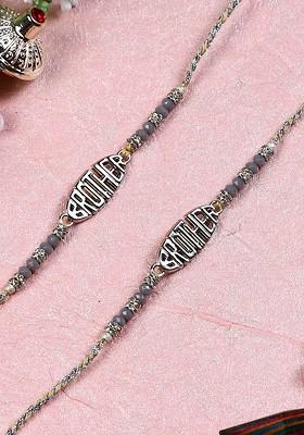 Set Of 2 Silver Toned Brother Rakhi Pack