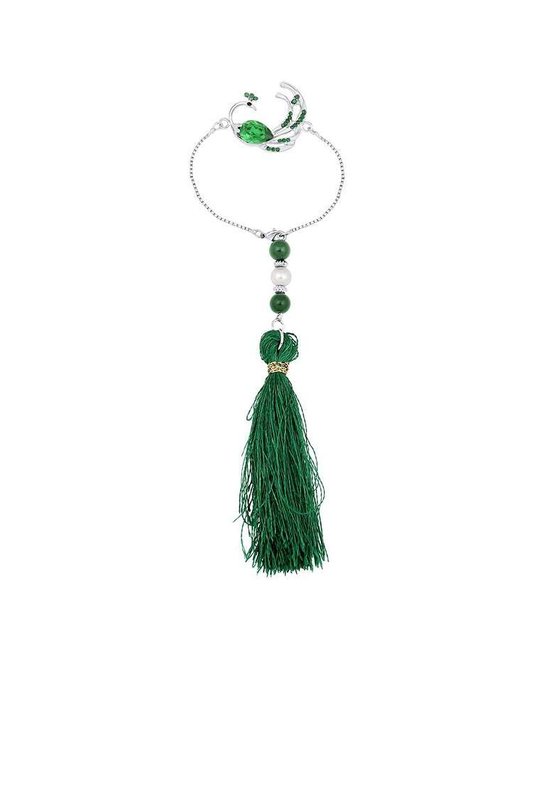 Peacock Shaped Tassel Lumba Wraparound Rakhi - Indya