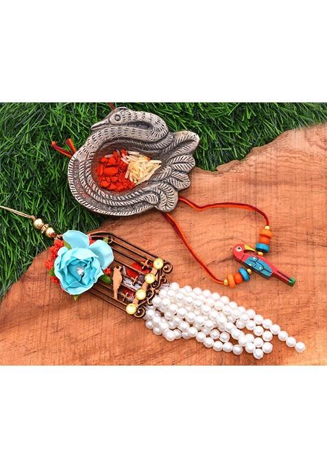Designs Multicolored Beaded Lumba And Rakhi Set
