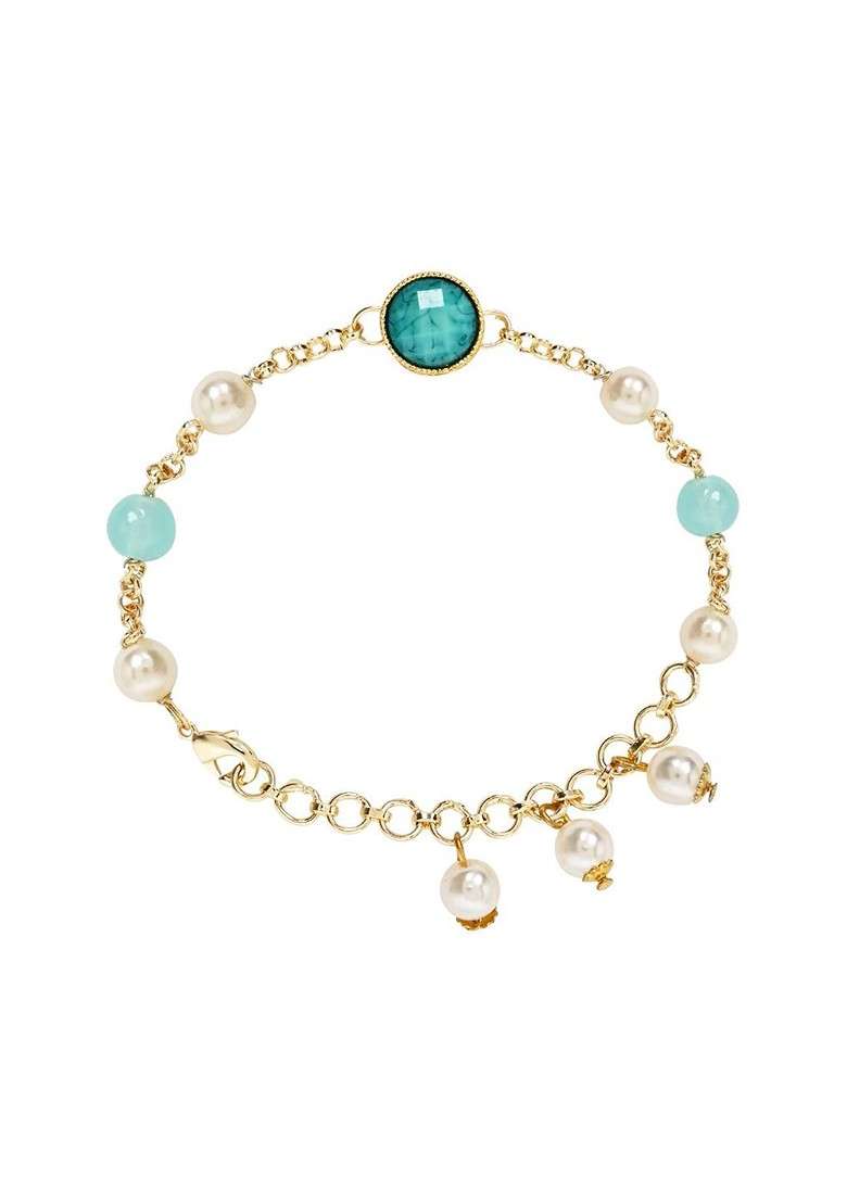 Round Shaped Kundan And Pearl Lumba Bracelet Rakhi - Indya