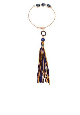Women Stone Studded Teardrop Shaped Tassel Lumba