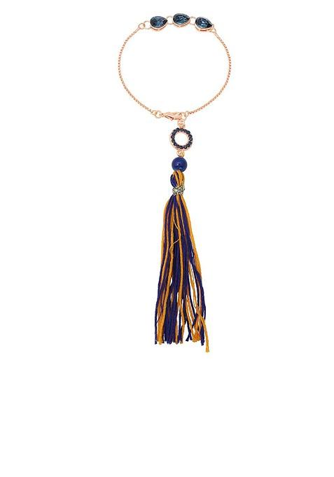 Women Stone Studded Teardrop Shaped Tassel Lumba