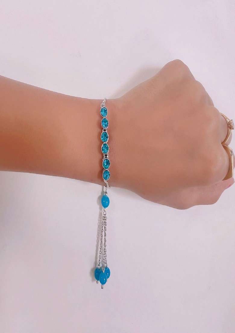 Women Crystal Studded Tassel Lumba - Indya