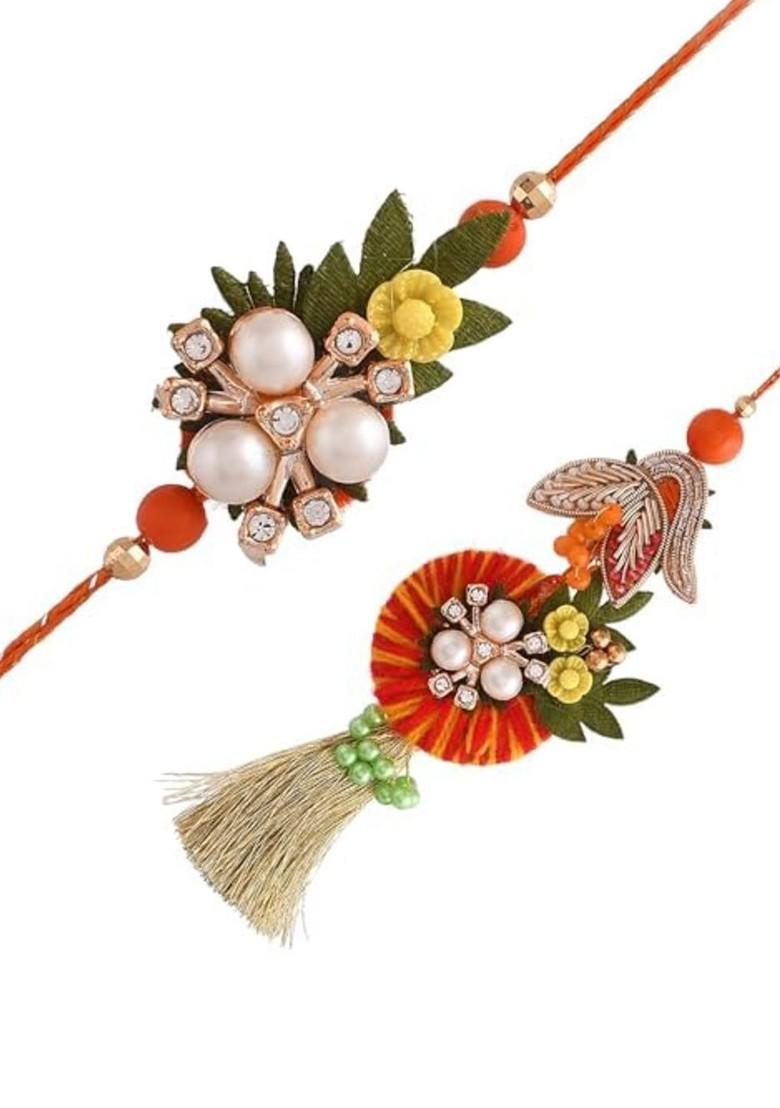 Set Of 2 Brother And Bhabhi Rakhis With Fridge Magnet