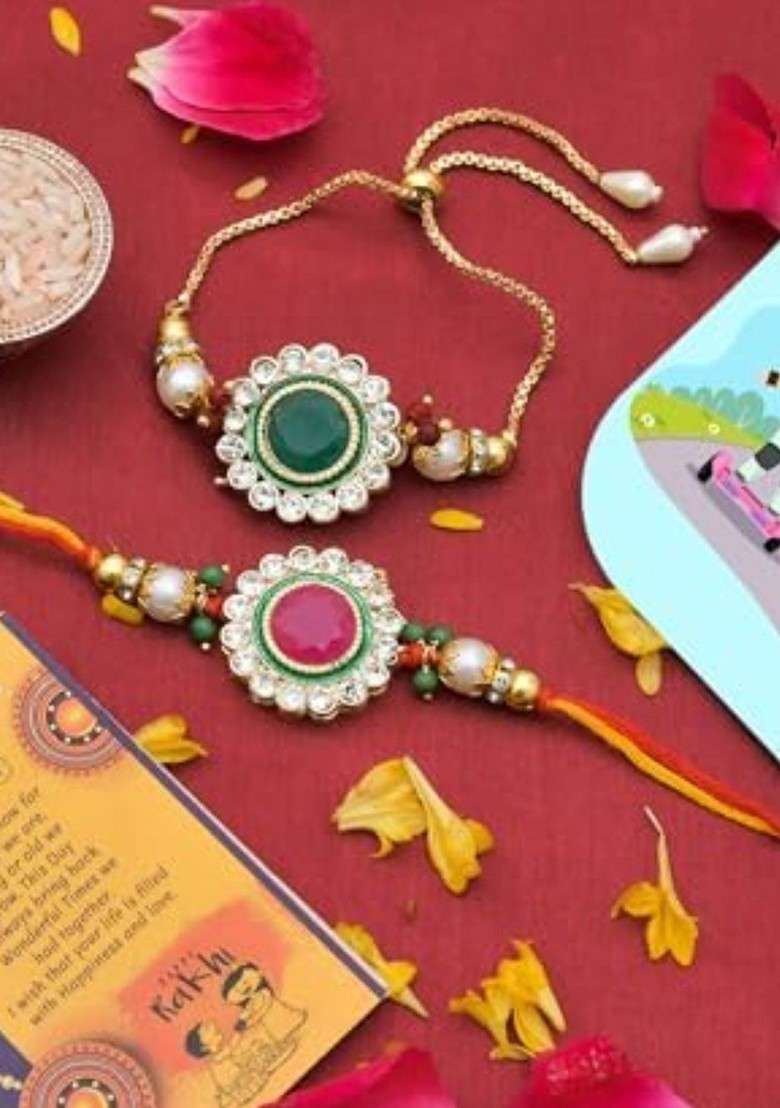 Rakhi For Brother Bhabhi Gift Combo With Fridge Magnet - Indya
