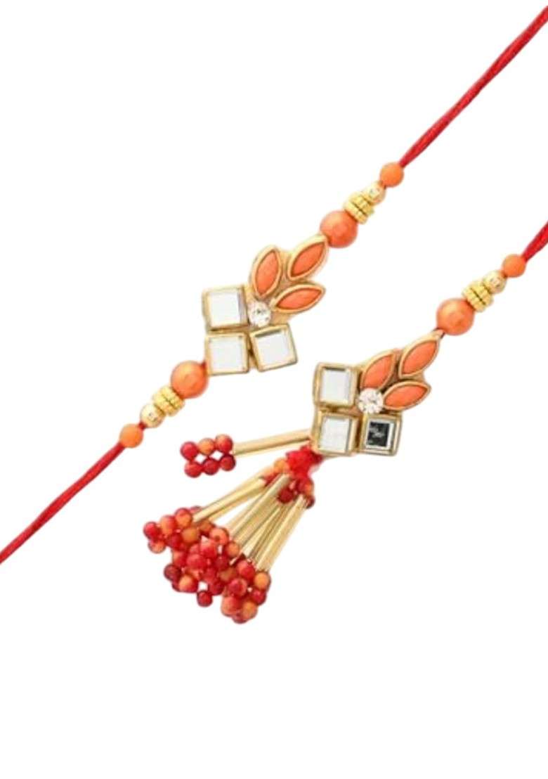 Set Of 2 Bhaiya And Bhabhi Rakhi Gift Set With Fridge Magnet - Indya