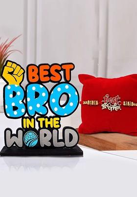 4 Pcs Rakhi With Showpiece And Tilak With Greetingcard