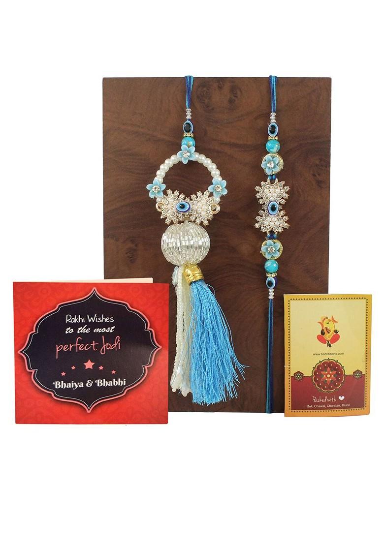 Set Of 2 Rakhi Coffee Mugs Greeting Card And Roli Chawal Gift Set