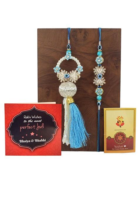 Set Of 2 Rakhi Coffee Mugs Greeting Card And Roli Chawal Gift Set