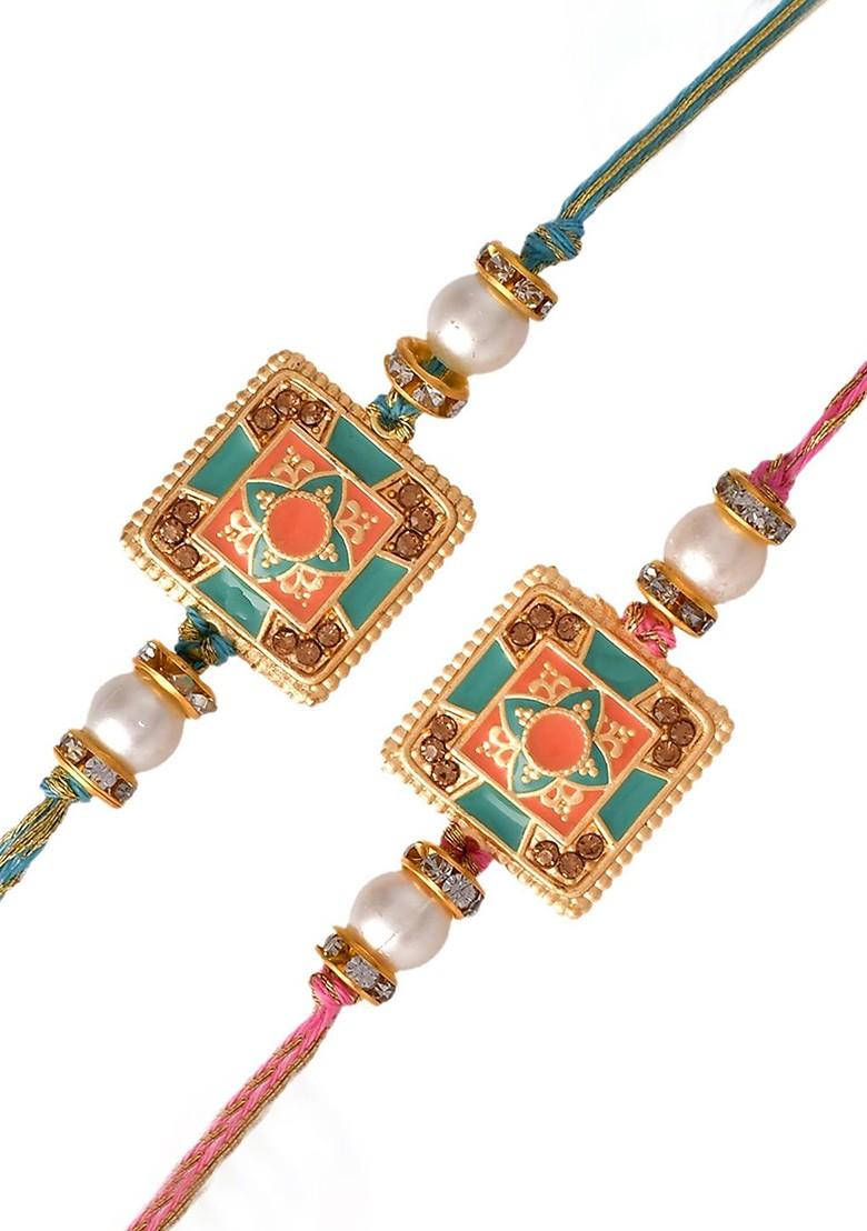 2 Pcs Rakhi For Brother With Fridge Magnet And Roli Tilak Gift Set - Indya
