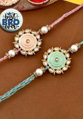 2 Pcs Rakhi With Fridge Magnet And Roli Tilak