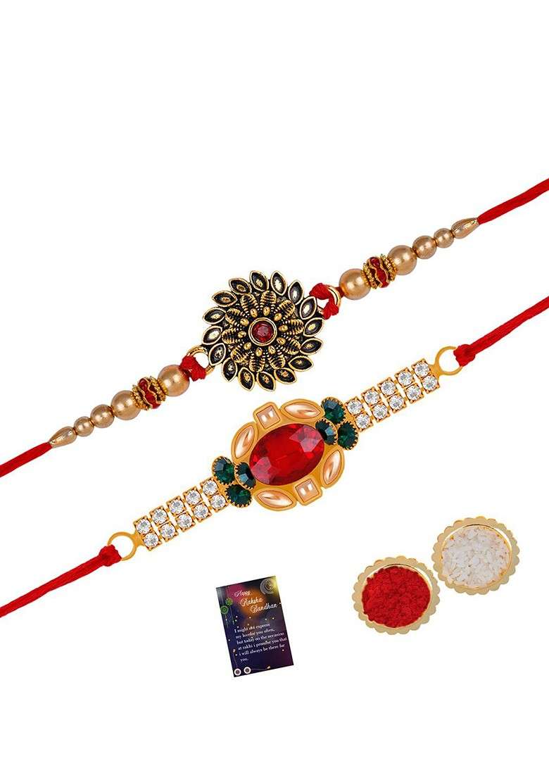 Unisex Set Of 2 Rakhi Gift Set For Bhabhi Bhaiya - Indya